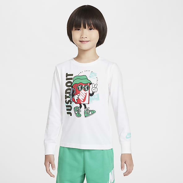Nike Playera de manga larga Peace de corte cuadrado para niño talla pequeña