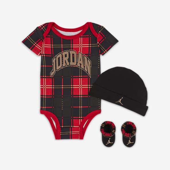 NikeJordan Plaid Bodysuit, Hat and Booties Box Set Baby Set