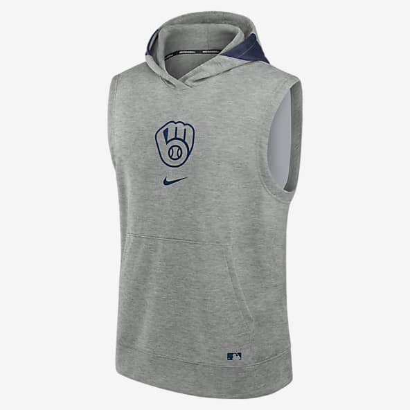 Milwaukee Brewers Authentic Collection Early Work Men’s Nike Dri-FIT MLB Sleeveless Pullover Hoodie