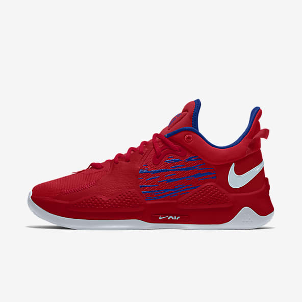 red and blue nike shoes