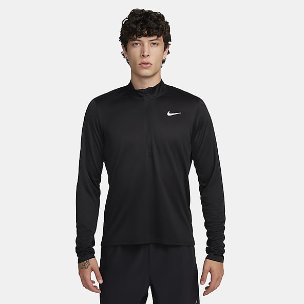 Nike swoosh tape long sleeved crop top in black