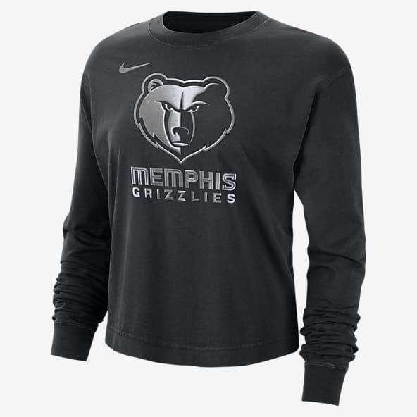 Memphis Grizzlies Courtside Playera de manga larga Nike de la NBA con brillo de corte cuadrado para mujer