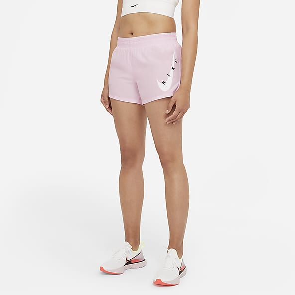 pink and white nike shorts