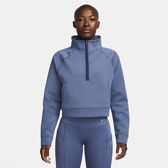 Blue NIKE PRO Dri-Fit Long Sleeve Pullover 1/2 Zip Athletic Wear Top -  Womens L