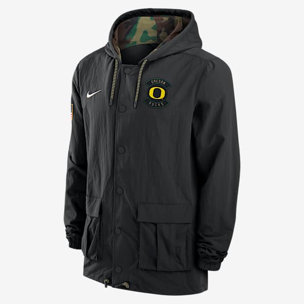 Oregon Men's Nike Full-Snap Hooded Military Jacket