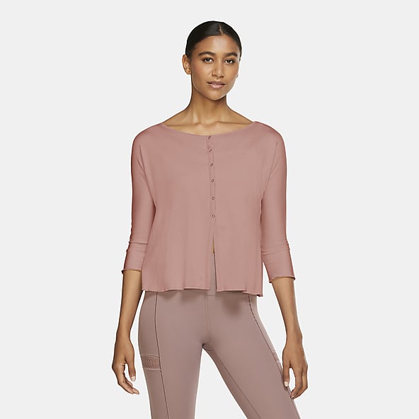 nike women's yoga long sleeve open back training top