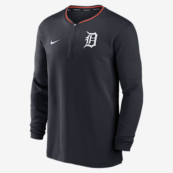Detroit Tigers Authentic Collection Playera de manga larga Nike Dri-FIT de la MLB de medio cierre para hombre
