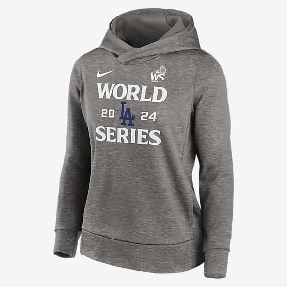 Los Angeles Dodgers 2024 World Series Authentic Collection Sudadera con gorro sin cierre Nike Therma de la MLB para mujer