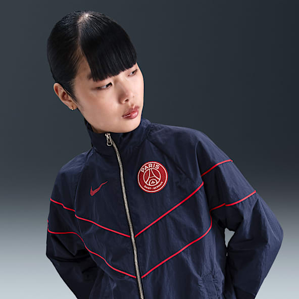 Paris Saint-Germain Windrunner Nike geweven voetbaljack met uv-bescherming en rits over de hele lengte voor dames