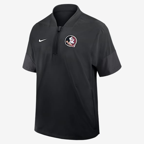Florida State Sideline Coach Men's Nike College 1/2-Zip Short-Sleeve Hooded Jacket