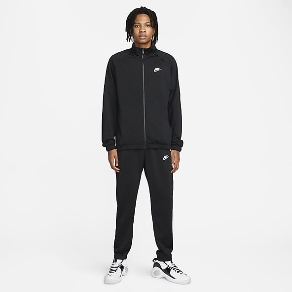 Nike fleece tracksuit in black and grey colourblock