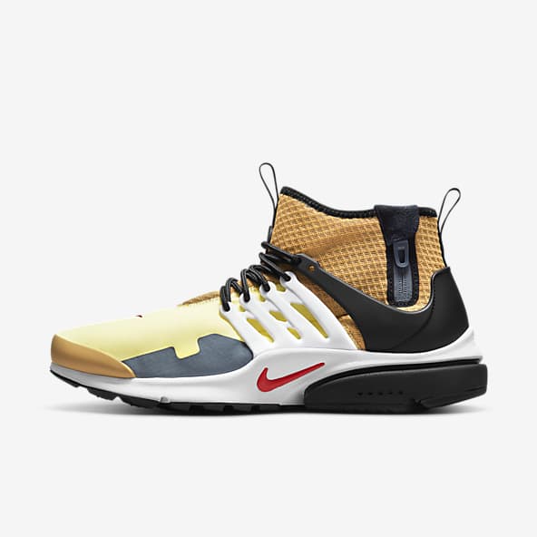 black and yellow nike presto