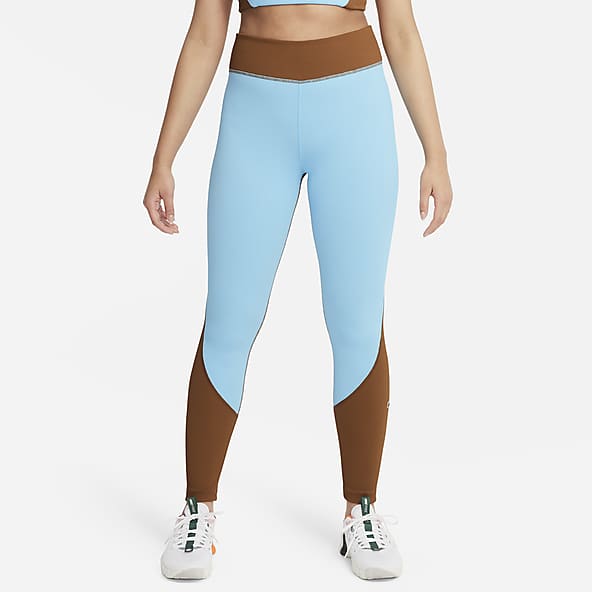 Nike One Dri Fit Mid Rise Color-Blocked Leggings Blue