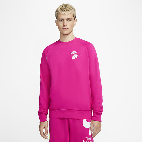 pink and white nike jumper