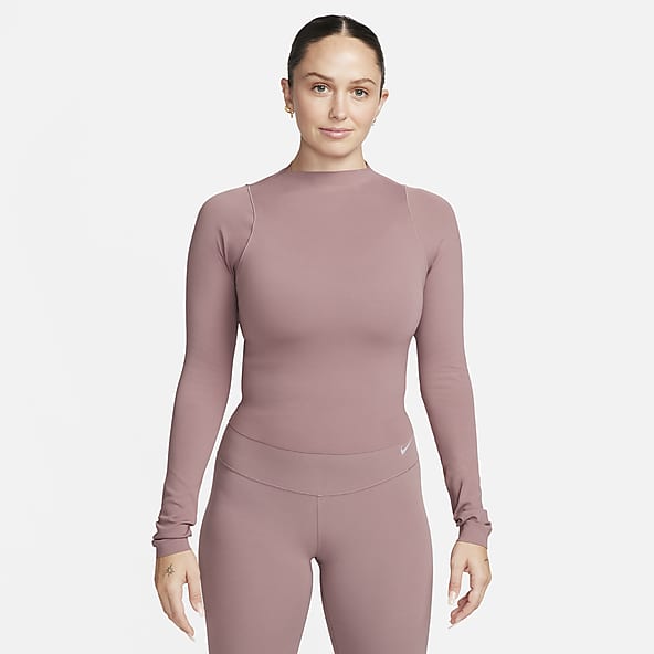 Women's Nike Yoga Luxe Infinalon Crop Top XL Smokey Mauve Purple