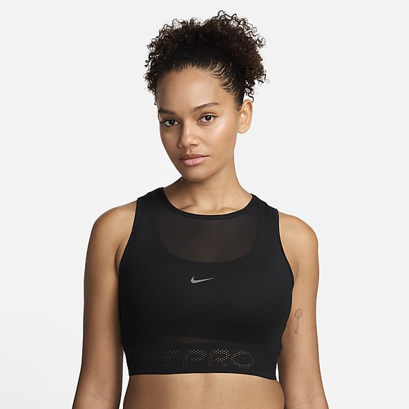 Nike Mock-neck Cropped Support Cami In White/black