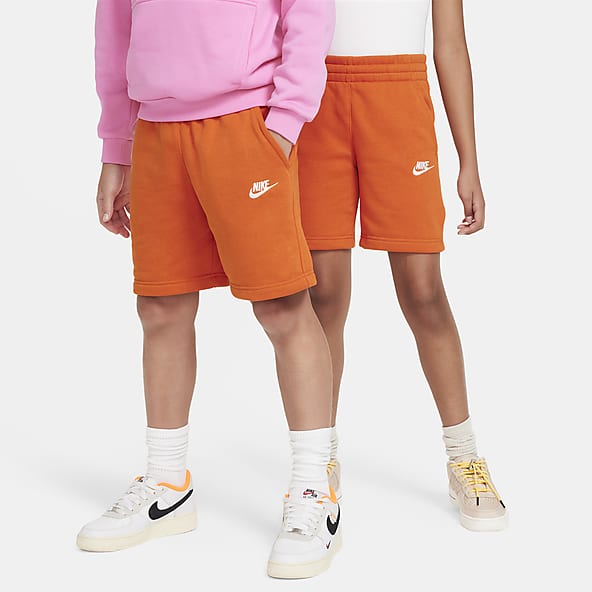 Boys Orange Fleece Shorts.
