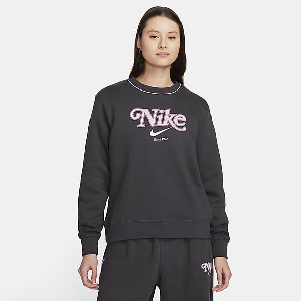 Nike Women's Club Fleece Standard Crew Sweatshirt - Fireberry - Hibbett