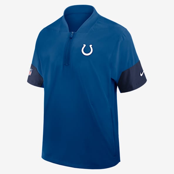 Indianapolis Colts Sideline Coach Men's Nike NFL 1/2-Zip Short-Sleeve Hooded Jacket