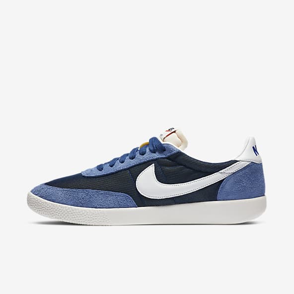 nike white and blue sneakers