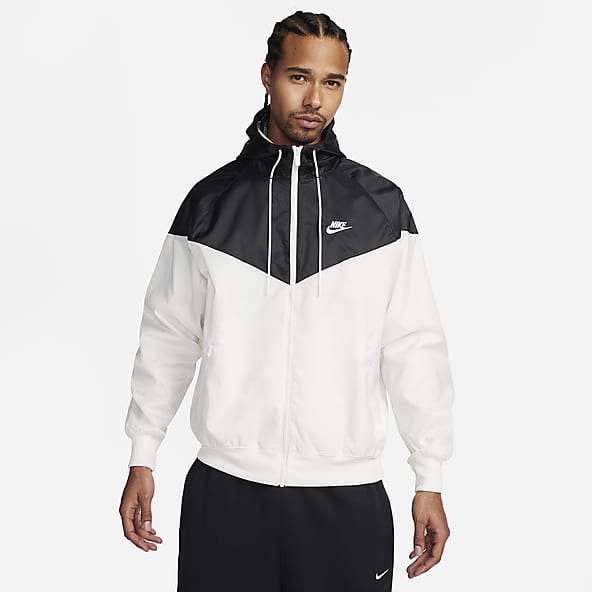 NIKE Cropped White Gray Relaxed Hooded Lightweight Windbreaker