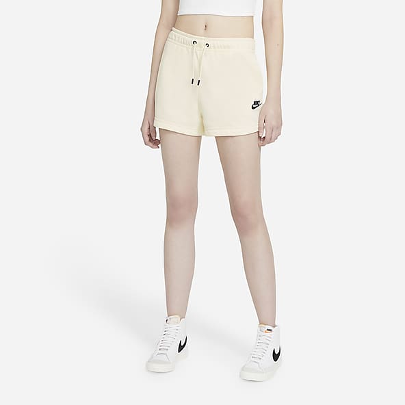 women's nike sportswear essential french terry shorts yellow