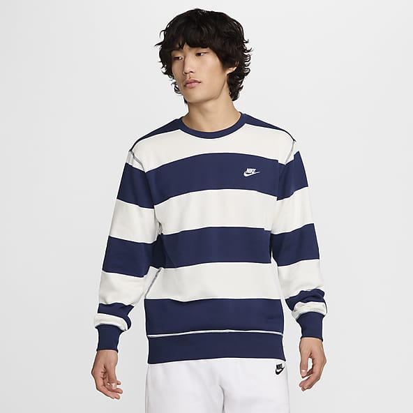 Nike Club Fleece 男款條紋高磅數法國毛圈布圓領上衣