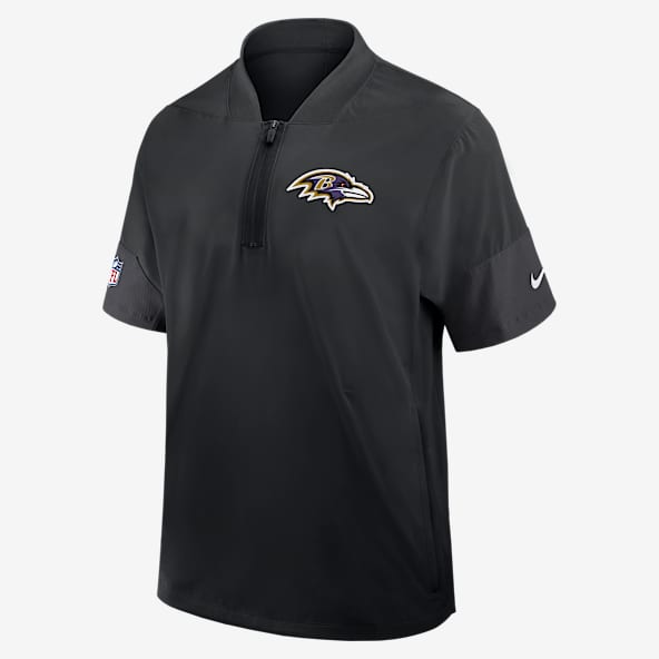 Baltimore Ravens Sideline Coach Men's Nike NFL 1/2-Zip Short-Sleeve Hooded Jacket