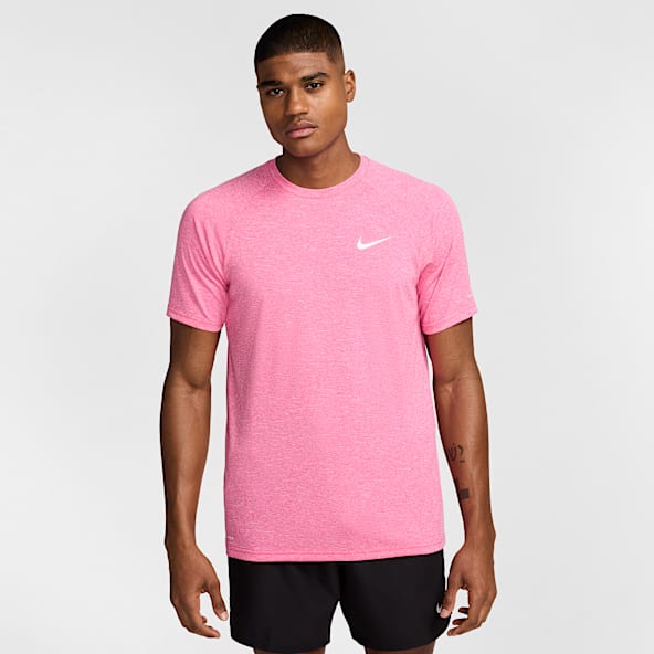 Nike Men's Heathered Short-Sleeve Hydroguard Swimming Top