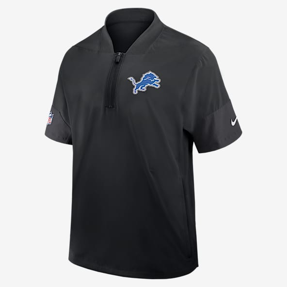 Detroit Lions Sideline Coach Men's Nike NFL 1/2-Zip Short-Sleeve Hooded Jacket