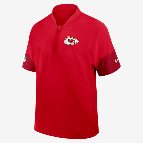 Kansas City Chiefs Sideline Coach Men's Nike NFL 1/2-Zip Short-Sleeve Hooded Jacket