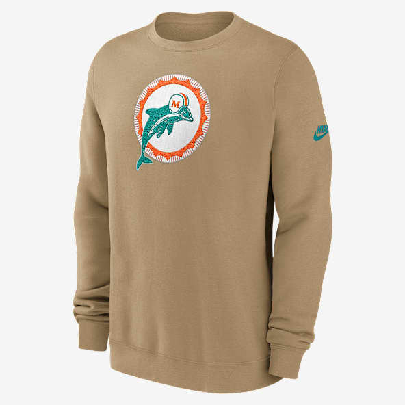 Miami Dolphins Swing Pass Rewind Club Sudadera de cuello redondo sin cierre Nike de la NFL para hombre