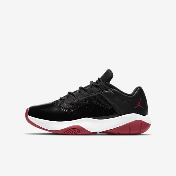 low top black and red jordans