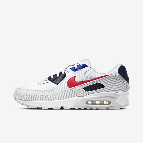 nike air max 90 navy blue and white