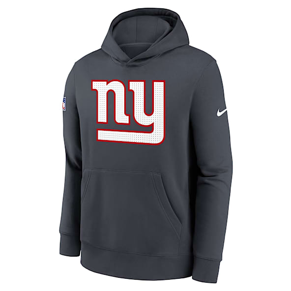 New York Giants Sideline Club Sudadera con gorro sin cierre Nike de la NFL para niños talla grande