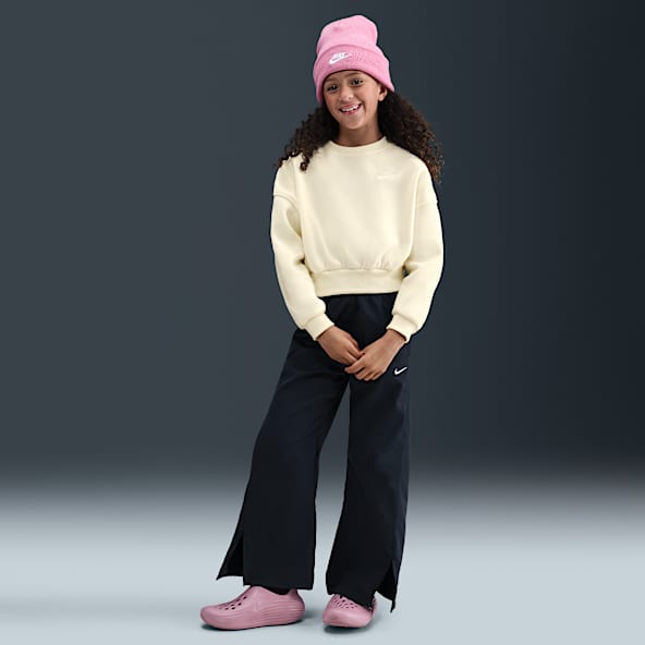 Nike Sportswear Club Fleece Sudadera de cuello redondo Dri-FIT de corte cuadrado para niña