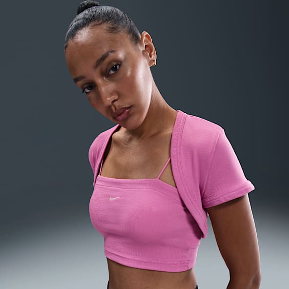 Nike Sportswear Chill Knit Testhezálló, rövidített szabású, finoman bordázott női 2 az 1-ben póló
