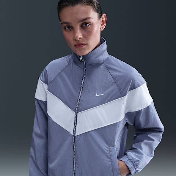 Nike Windrunner Damska luźna kurtka z tkaniny z zamkiem na całej długości i ochroną przed promieniowaniem UV