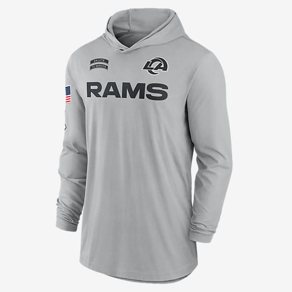 Los Angeles Rams Salute to Service Edge Mascot Lockup Men’s Nike Dri-FIT NFL Long-Sleeve Hooded Top