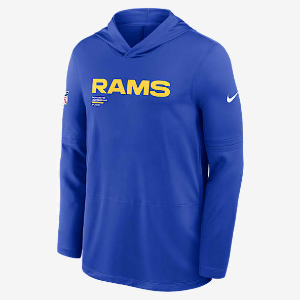 Los Angeles Rams Pure Fury Sideline Playera de manga larga Nike Dri-FIT de la NFL con gorro para hombre
