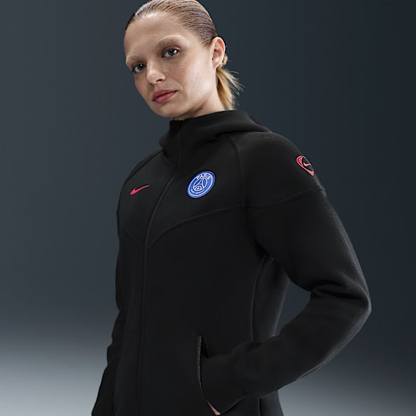 Paris Saint-Germain Tech Windrunner, třetí Dámská flísová fotbalová mikina Nike Total 90 s kapucí a zipem po celé délce