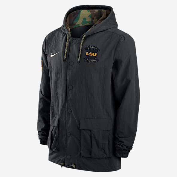 LSU LSU Men's Nike Full-Snap Hooded Military Jacket
