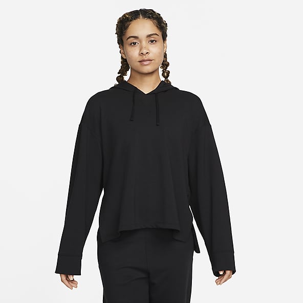 nike training yoga luxe cropped moletom com capuz in black