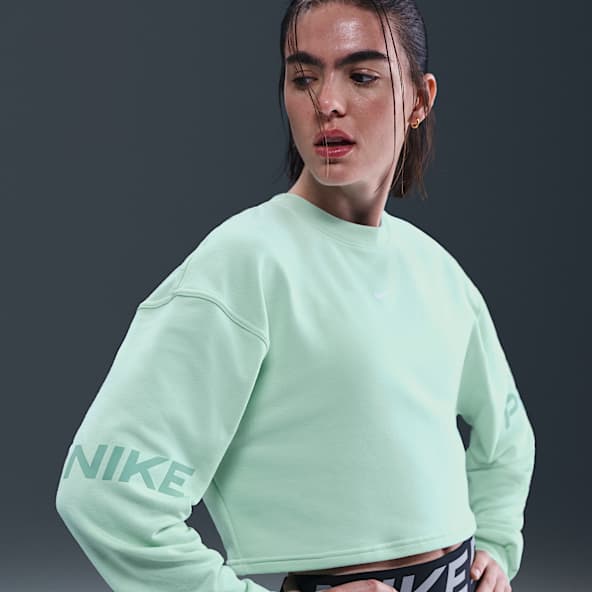 Nike Pro Sudadera de cuello redondo de tejido French Terry Dri-FIT holgada para mujer