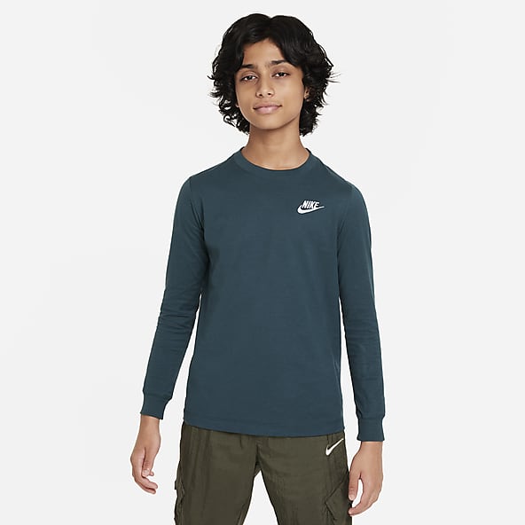 Youth NIKE® Dri-Fit Long Sleeve T-Shirt - Royal Blue, Carbon Gray