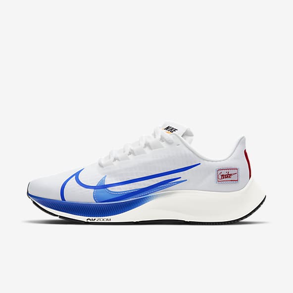 nike blue and white running shoes