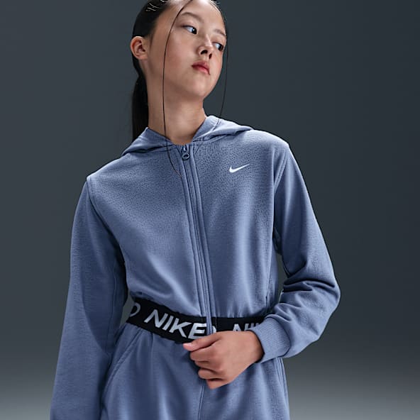 Nike Pro Fleece Felpa con cappuccio e zip a tutta lunghezza Dri-FIT – Ragazza