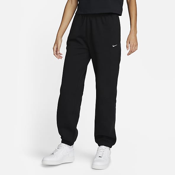 Nike Women's Sportswear Essentials Fleece Pants - Oatmeal/Black - Brown /  XXL
