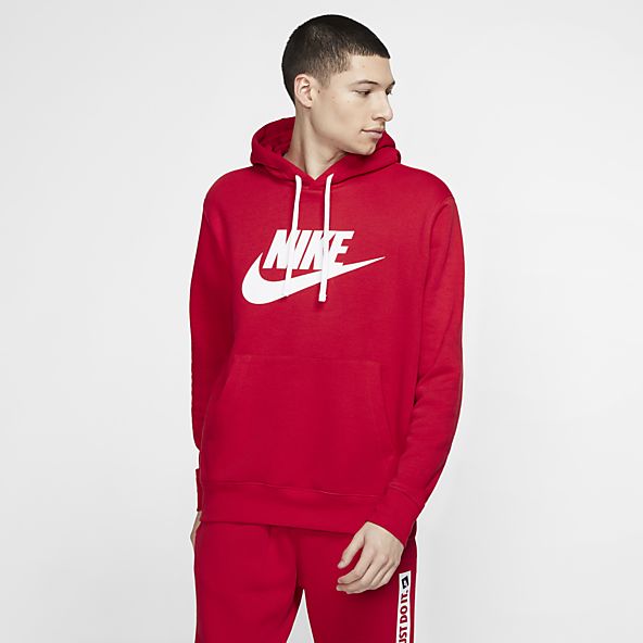 red and white nike hoodie mens