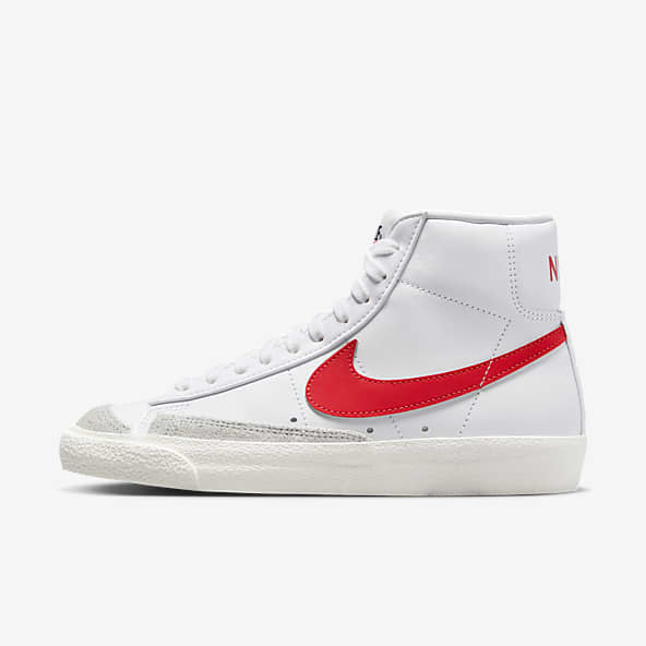 white and red nikes